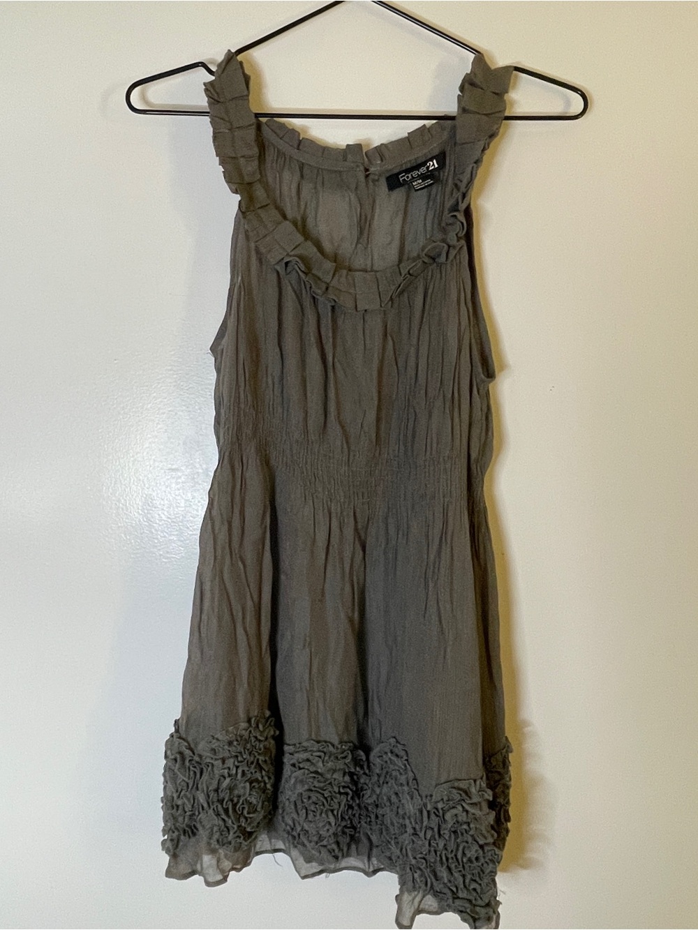 Forever 21 Ruffled Crepe Babydoll Top with Flower Hem